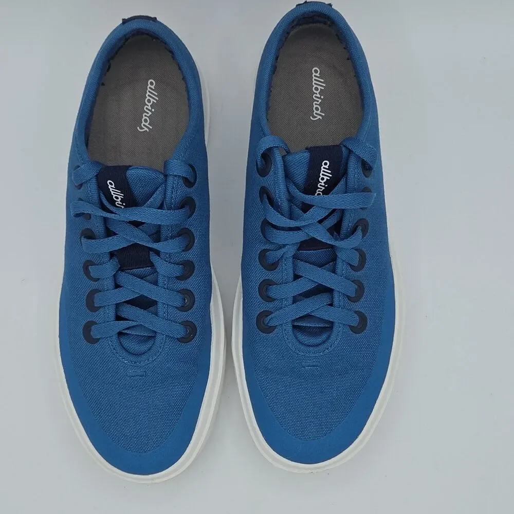 Allbirds Canvas Piper Sneakers Women's Size 10.5 Blue White Casual Lace Up Shoes